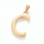 Sada přívěsku a náušnic z nerezové oceli - písmeno - zlatá - 20 ~ 23 mm x 13 ~ 19 mm - 1 ks Písmena: E