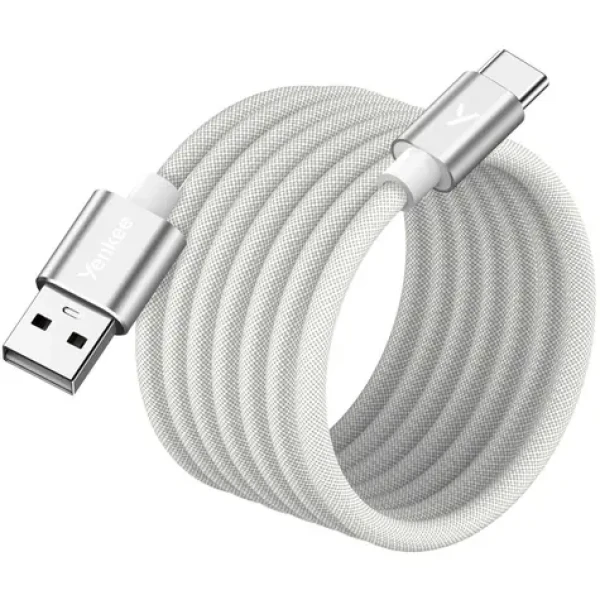 YENKEE YCU MAGNETIC 04 Kabel USB-A (M) - USB-C (M) 1.5m bílá / 18W / 480Mb/s (8590669394531)