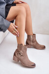 Semišové Zateplené Kotníkové Boty Na Podpatku Béžové Zazoo 60477 36