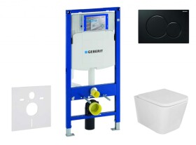 GEBERIT - Duofix Set předstěnové instalace, klozetu Arkas I sedátka softclose, tlačítko Sigma01, černá SANI11CA5123