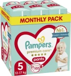 Pampers Pants Premium Care 12-17 kg (102ks) / Plenkové kalhotky / Velikost 5 (12-17 kg) (8006540490976)