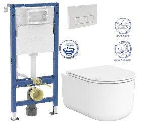 GEBERIT DuofixBasic s bílým tlačítkem DELTA51 + WC CERSANIT INTRO PRO OVAL /VÍROVÉ SPLACH/+ SEDÁTKO 458.103.00.2 51BI IR1
