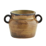 MADAM STOLTZ Kameninový obal na květináč Mustard/Brown 7,5 cm, hnědá barva, keramika