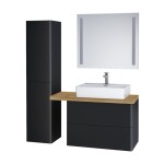 MEREO - Siena, koupelnová deska na skříňku, dub masiv, 80 cm, L/P, asymetrická, s výřezem na skříňku 60 cm CN481DA