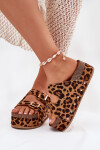 Dámské sandály s přezkami na masivní platformě leopard Odisene 40