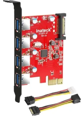 Inateck KTU3FR-4P / PCIe karta / 4x USB 3.0 / SATA 15pin napájení / Hot-swap (KTU3FR-4P)