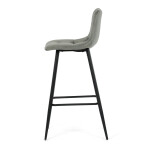 Židle barová, zelená látka, čtyřnohá kovová podnož, černý mat