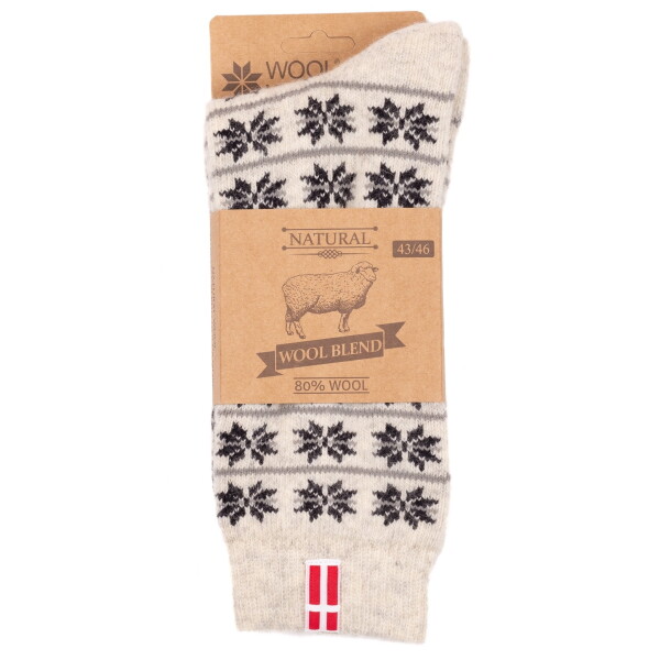 Charm Scandinavian Vlněné ponožky White/Black Snowflakes no. 22B 39/42, černá barva, textil