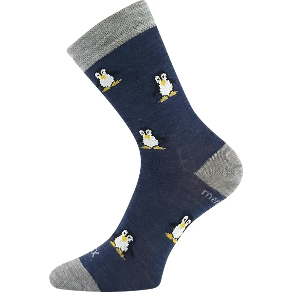 VOXX Ponožky dětské slabé z merino PENGUINIK s ionty stříbra JEANS 25-29 126523
