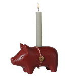 Maileg Svícen Wooden Red Pig Small, červená barva, dřevo
