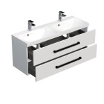 Koupelnová skříňka s černou úchytkou a umyvadlem SAT Cube Way 120x53x40 cm bílá lesk lesk/mat CUBE2C120ZBL CUBE2C120ZBL