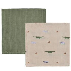 OYOY Mušelínová plena Crocodile Beige/Green - set 2 ks, zelená barva, textil