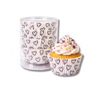 Dortisimo Košíčky na mini muffiny s tmavě fialovými srdíčky (100 ks)