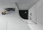 MEXEN/S - Rio čtvrtkruhový sprchový kout 70 x 70, mráz, chrom + vanička se sifonem Flat, černý 863-070-070-01-30-4170