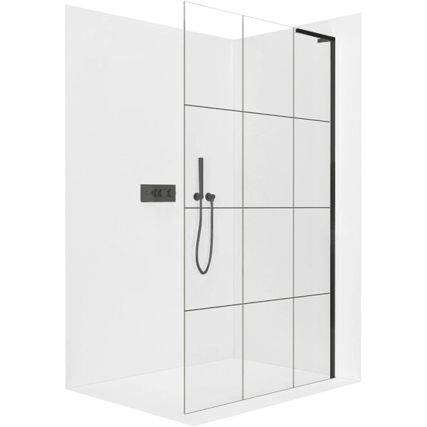 CERANO Sprchová zástěna Walk-in Onyx L-pravá vzpěra - 8 mm - černá matná, industriální sklo - 140x200 cm
