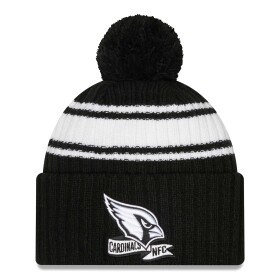 New Era Pánská zimní čepice Arizona Cardinals NFL Official 2022 Sideline Sport Knit Black & White