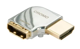 Lindy CROMO chromová / Adaptér HDMI / 90° pravoúhlý / HDMI (M) - HDMI (F) (41507)
