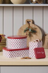 Ib Laursen Kulatá plechová dóza Christmas Hygge, červená barva, kov