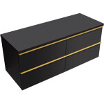 CERANO - Koupelnová skříňka Velora - černá matná, úchytka zlatá + deska pod umyvadlo Navira Pro - 36 mm - 160x56,6x46,5 CER-668648