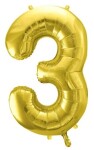Balónek fóliový narozeniny číslo 3 zlatý 72 cm Balónek fóliový narozeniny číslo 3 zlatý 72 cm