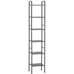 Erga Lexa, koupelnový kovový regál se 6 policemi 28x32,5x166,5 cm, černá matná, ERG-YKA-P.LEXA-BLK