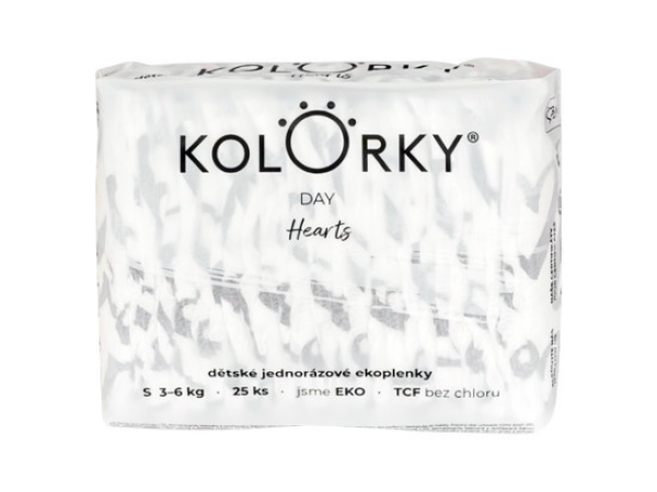 KOLORKY DAY Hearts dětské jednorázové ekoplenky S 3-6 kg 25 ks