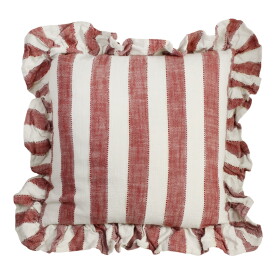 Strömshaga Povlak na polštář Ida Stripe Red/White 45 × 45 cm, červená barva, textil