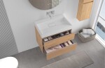 CERANO - Koupelnová skříňka Velora - dub medový, úchytka chrom + umyvadlo z lit. mramoru Vita - bílá matná - 70x63x46,5 CER-8050BD84051
