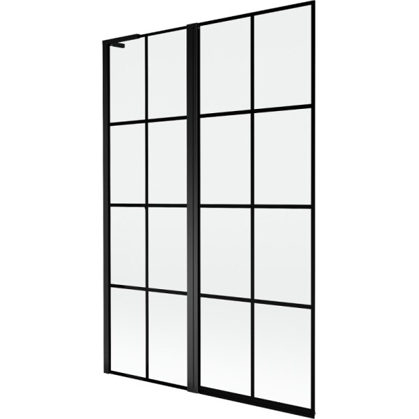 MEXEN/S - Mist L vanová zástěna 2-křídlová levá 120 x 150, černá kratka, černá 8A9L-120-011-70-77-L
