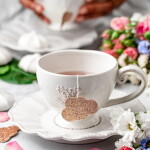 TEA HERITAGE Černý čaj s jablkem a skořicí Cloud – 5 ks, růžová barva, papír, textil