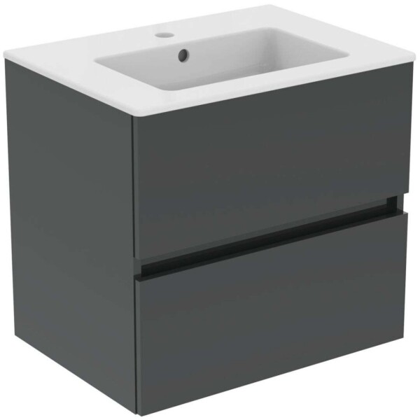 IDEAL STANDARD - Eurovit Skříňka s umyvadlem, 55x60x44 cm, 2 zásuvky, lesklá šedá R0572TI