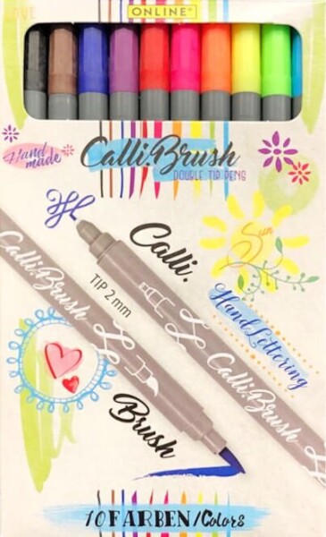 Oboustranné fixy Calli.Brush 10 ks kaligrafické brush peny sada barevné fixy