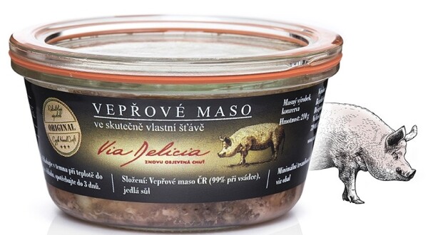Via Delicia - vepřové maso ve skutečně vlastní šťávě 210g