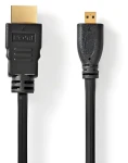 Nedis High Speed HDMI – Micro HDMI černá / Kabel HDMI / Micro HDMI / 4K 30 Hz / 10,2 Gbps / 1,5 m / Ethernet (CVGL34700BK15)