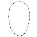 Luxusní pánský náhrdelník s bílým howlitem Antonio, Bílá/čirá 45 cm