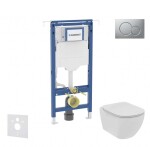 GEBERIT - Duofix Set předstěnové instalace, klozetu a sedátka Ideal Standard Tesi, tlačítka Sigma01, Rimless, SoftClose, matný chrom SANI11CD2105