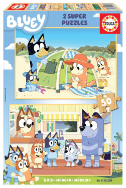 Dřevěné puzzle Bluey 2x50 dílků