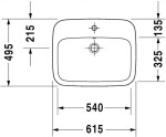 DURAVIT - DuraStyle Umyvadlo nábytkové 62x50 cm, s 1 otvorem pro baterii, bílá 0374620000