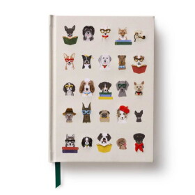 Rifle Paper Co. Vyšívaný linkovaný deník Dogs, béžová barva, papír