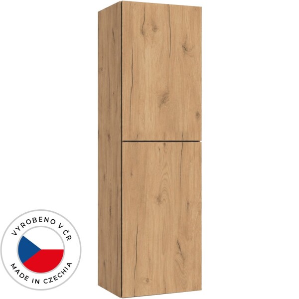 CERANO - Koupelnová vysoká skříňka s košem na prádlo Adele - TIP-ON otevírání - dub zlatý Craft - 45x120x33 CER-836371