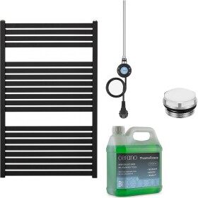 CERANO Koupelnový elektrický radiátorový set Vincenzo - WIFI - 300W - černá matná - 970x600 mm