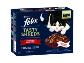 Purina Felix TASTY SHREDS Multipack hovězí+kuře+kachna+krůta ve šťávě 12x80g / Kapsičky pro kočky (7613038643861)