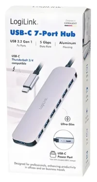 USB Hub 7 portů USB-A 20W PD / USB Hub / USB 3.2 / 5 Gbps (UA0457)