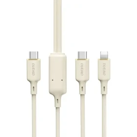 Dudao Datový kabel L7SF 2v1 / USB-C / USB-C / Lightning 100W / 1.2 m / béžová (156312)