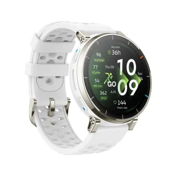 Amazfit Active 3 Premium Aero White / Chytré hodinky / 1.32" AMOLED / 5ATM / Bluetooth / Android 7+ iOS 14+ (W2558GL3N)
