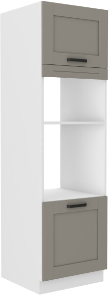 Vysoká skříňka pro vestavnou a mikrovlnou troubu Luna 60 DPM-210 2F Barva korpusu: Bílá, Barva dvířek: Clay Grey