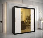 Šatní skříň Abi Golden T1 Barva korpusu: Bílá, Rozměry: 200 cm, Dveře: Bílý mramor se zlatým zrcadlem