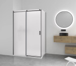 CERANO - Sprchový kout Santoro - levá - 6 mm - černá matná, mléčné sklo - 140x70 - posuvný CER-665671
