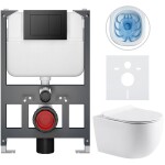 CERANO Kompletní WC set Basic/Felci - bílá lesklá - WC tlačítko Maxio/Černá - závěsné - nízký modul - předstěnová instalace - 53x37 cm