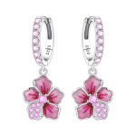 Stříbrné náušnice s růžovou orchidejí - stříbro 925/1000, Růžová